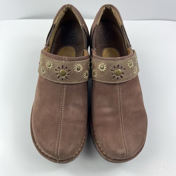 Ariat Westlake Womens Clogs 6.5B Brown Leather Floral Studded Slip On Equestrian - Picture 3 of 12
